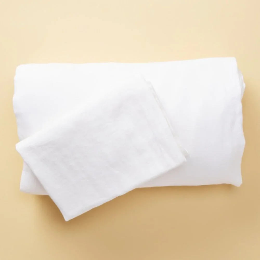 Pure Luxury Linen White Queen Duvet Cover Set